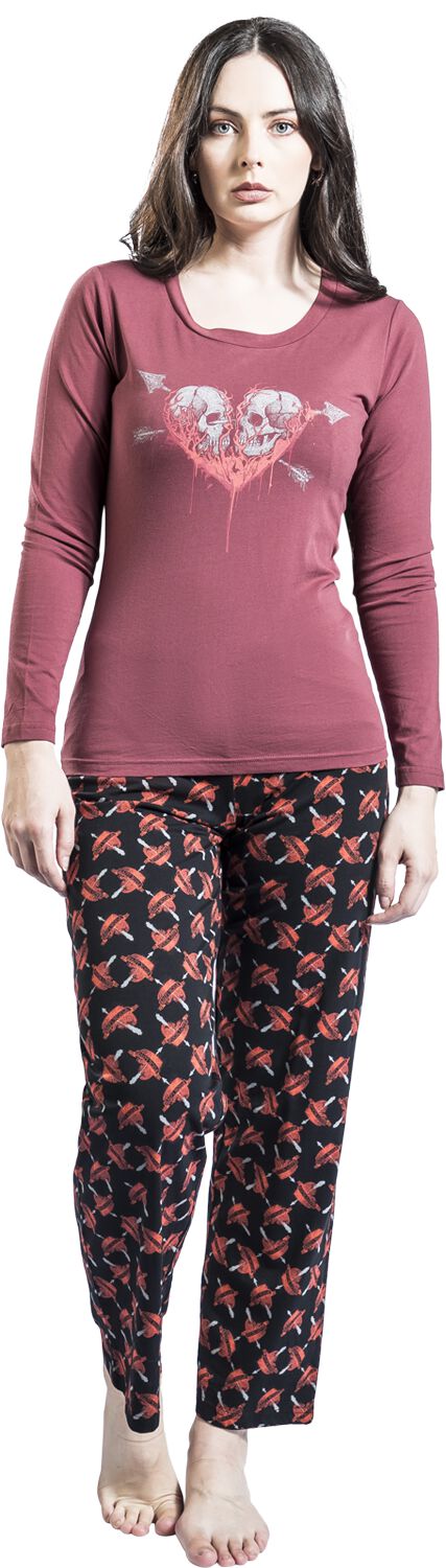 Pyjama avec crâne & cœur | Black Premium by EMP Pyjama