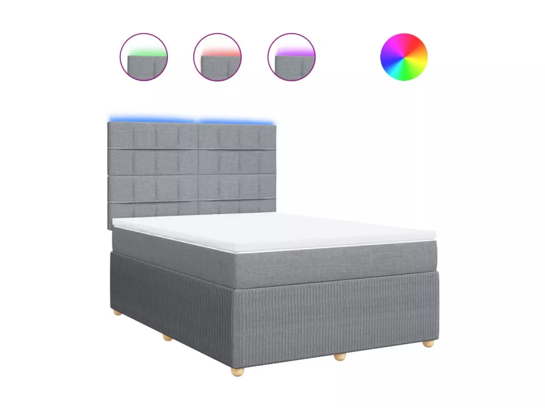Sommier à lattes de lit avec matelas Gris clair 160x200cm Tissu