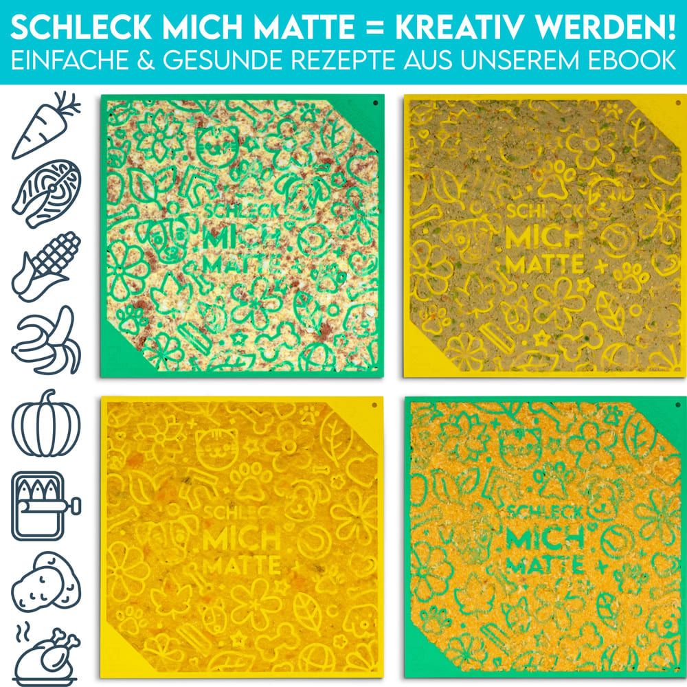 HUND IST KÖNIG® Leckmatte Hund mit Saugnäpfen | 22x22 cm inkl. Spatel + Rezepte-Ebook