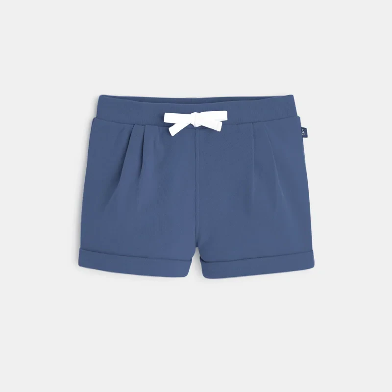 Short à plis en molleton bleu bébé fille Bleu