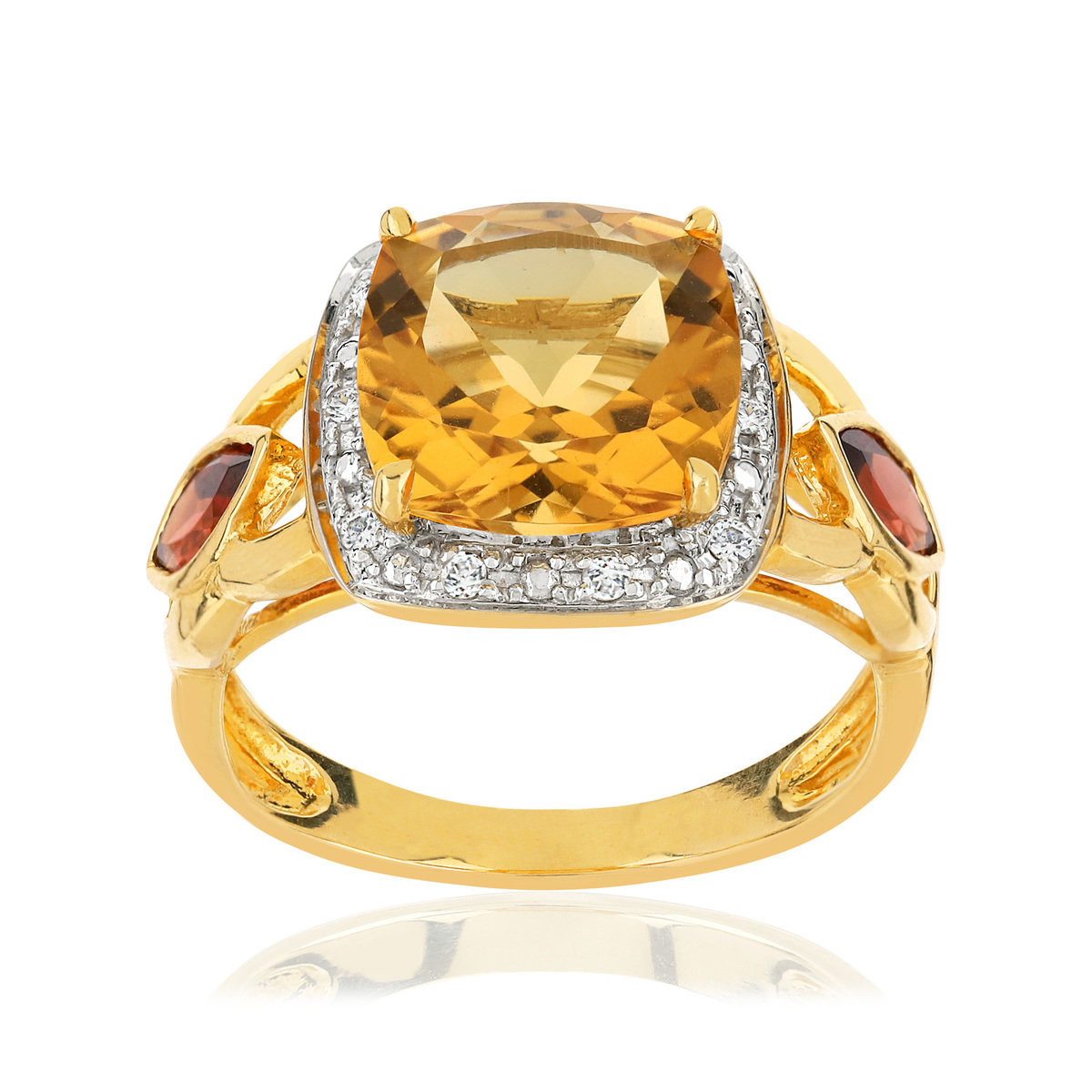 Bague or 375 2 tons pierres fines et diamants