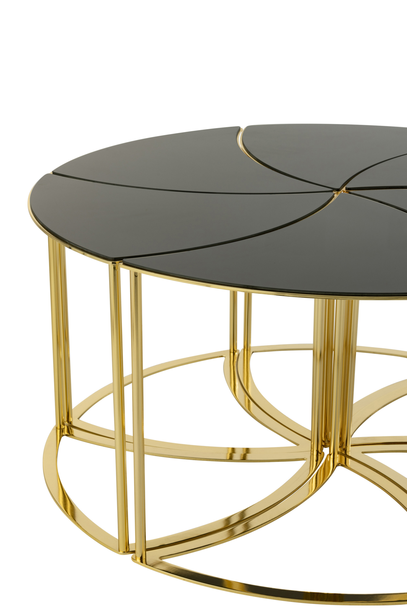 Bijzettafel Tornado zwart/goud - set van 6