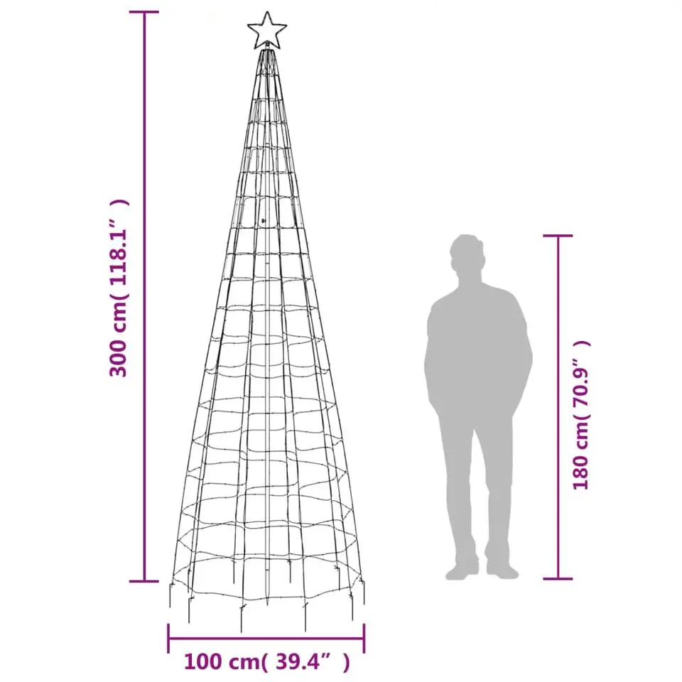 vidaXL - Led-kerstboom - Warmwit - 300 cm - 1 pcs