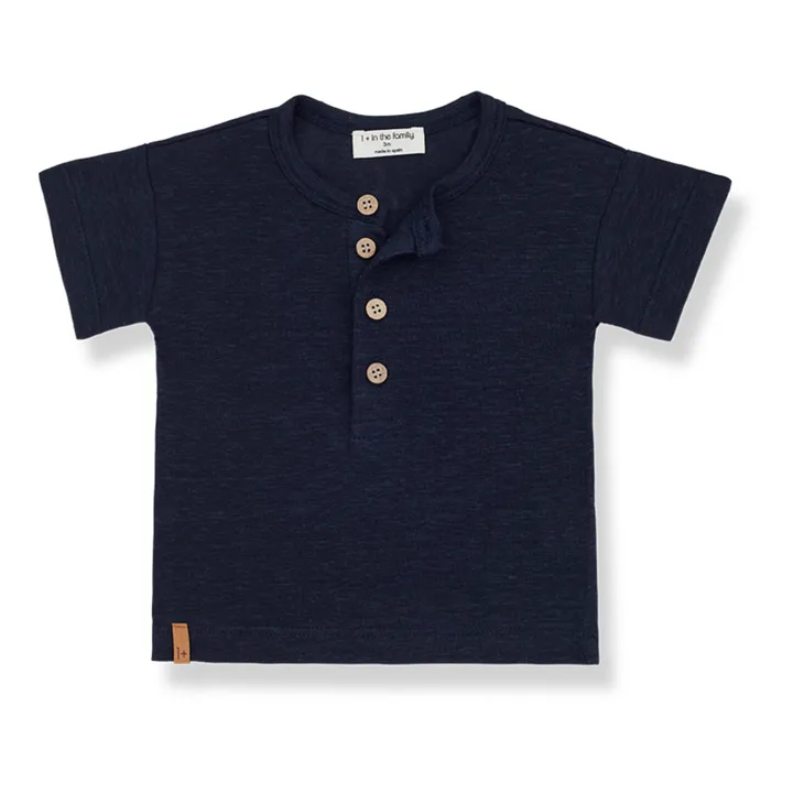 1+ in the family T-Shirt Manches Courtes en Lin Francis | Bleu marine