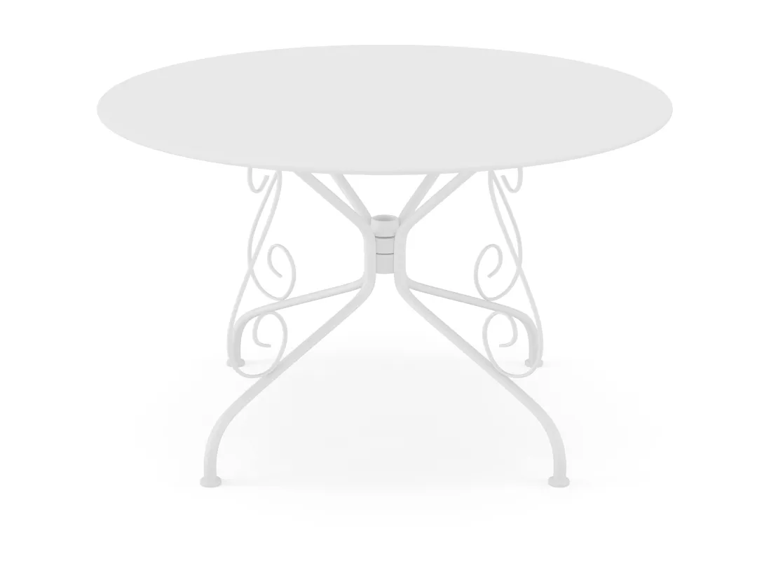Table de jardin D.120 cm en métal façon fer forgé - Blanc - GUERMANTES de MYLIA