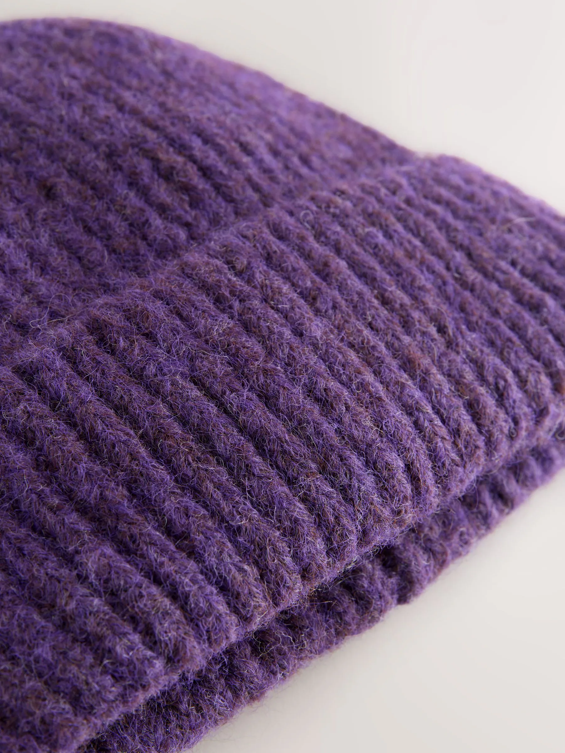 Paars - Geribbelde beanie-muts met wol