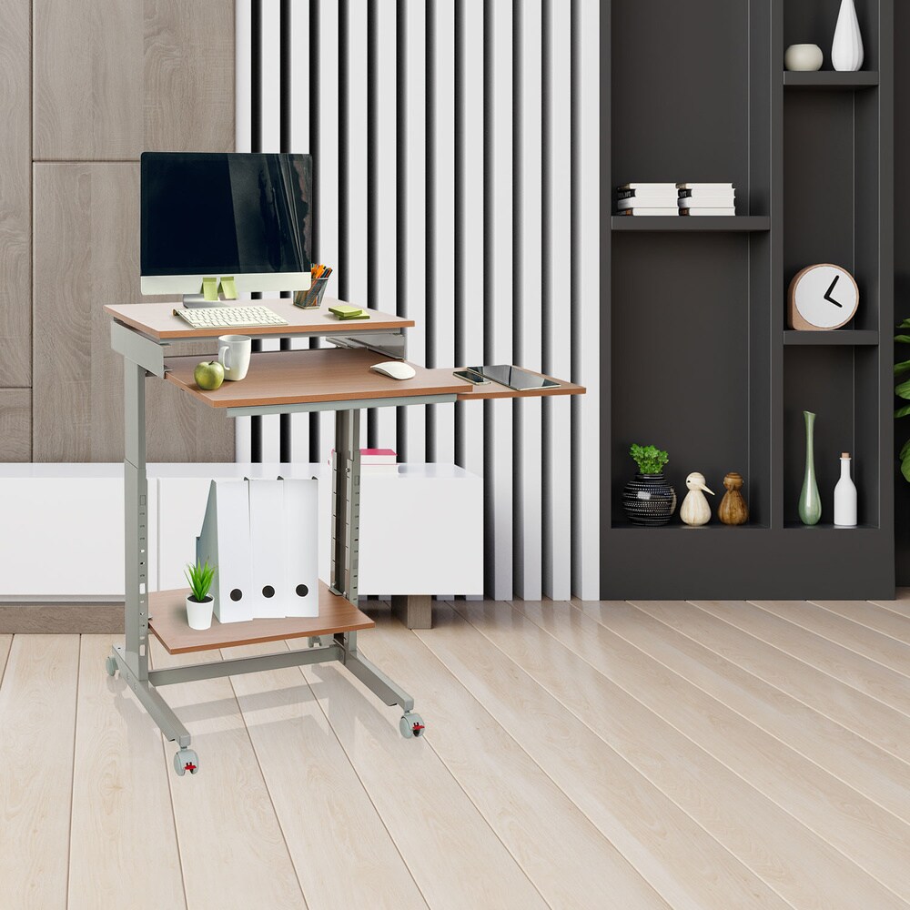Stehschreibtisch WORKSTATION Melaminharzbeschichtete Spanplatte, Gestell pulverbeschichteter Stahl hjh OFFICE