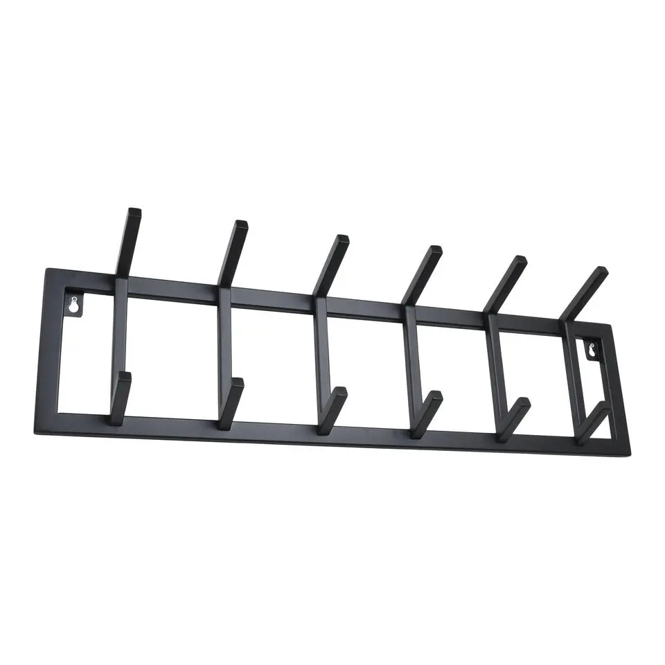 LOFT42 Kapstok Jaimy Single - Zwart – Metaal – 6 dubbele haken - 80x24x12