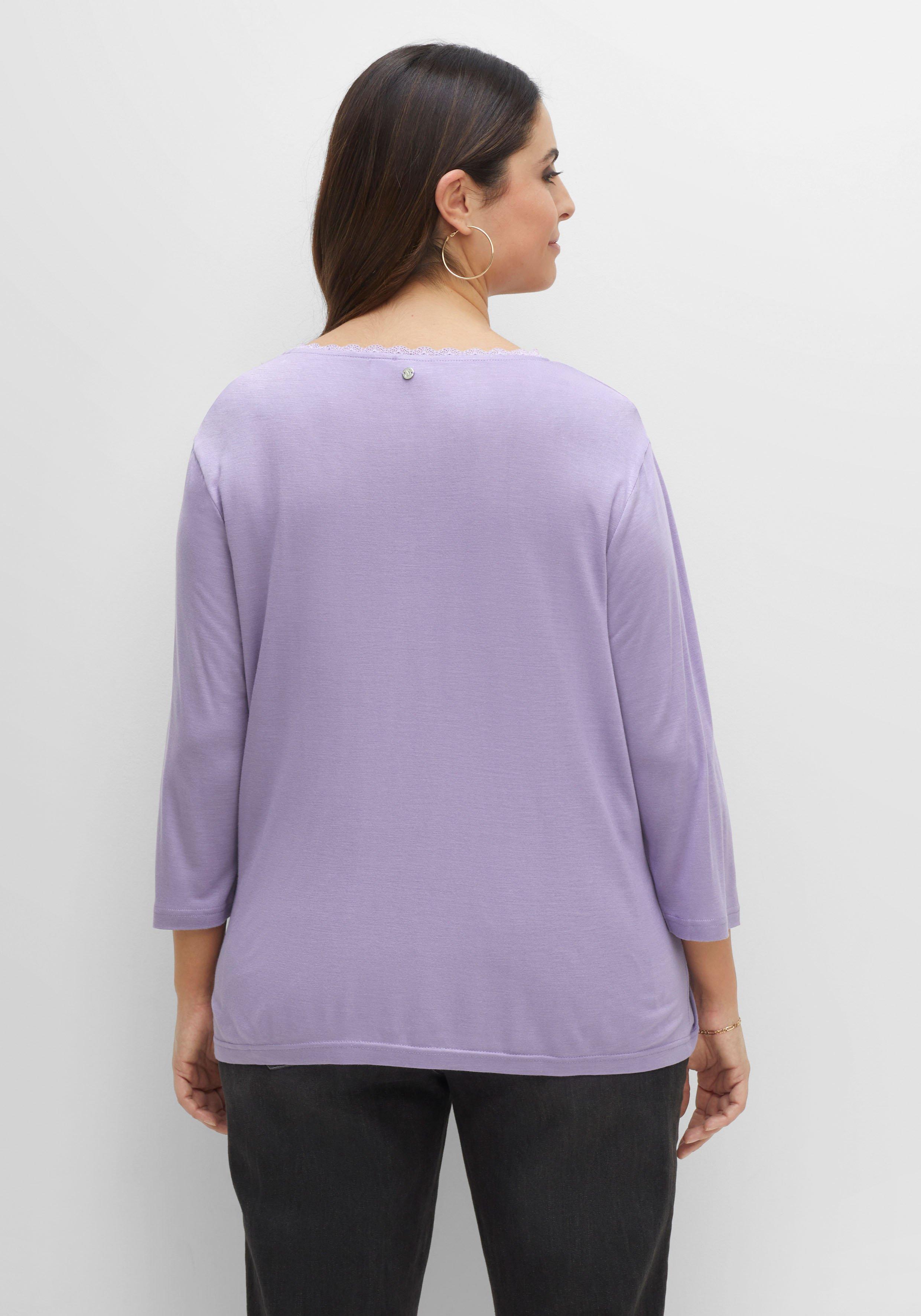 Shirt mit 3/4-Arm und Spitze am Ausschnitt