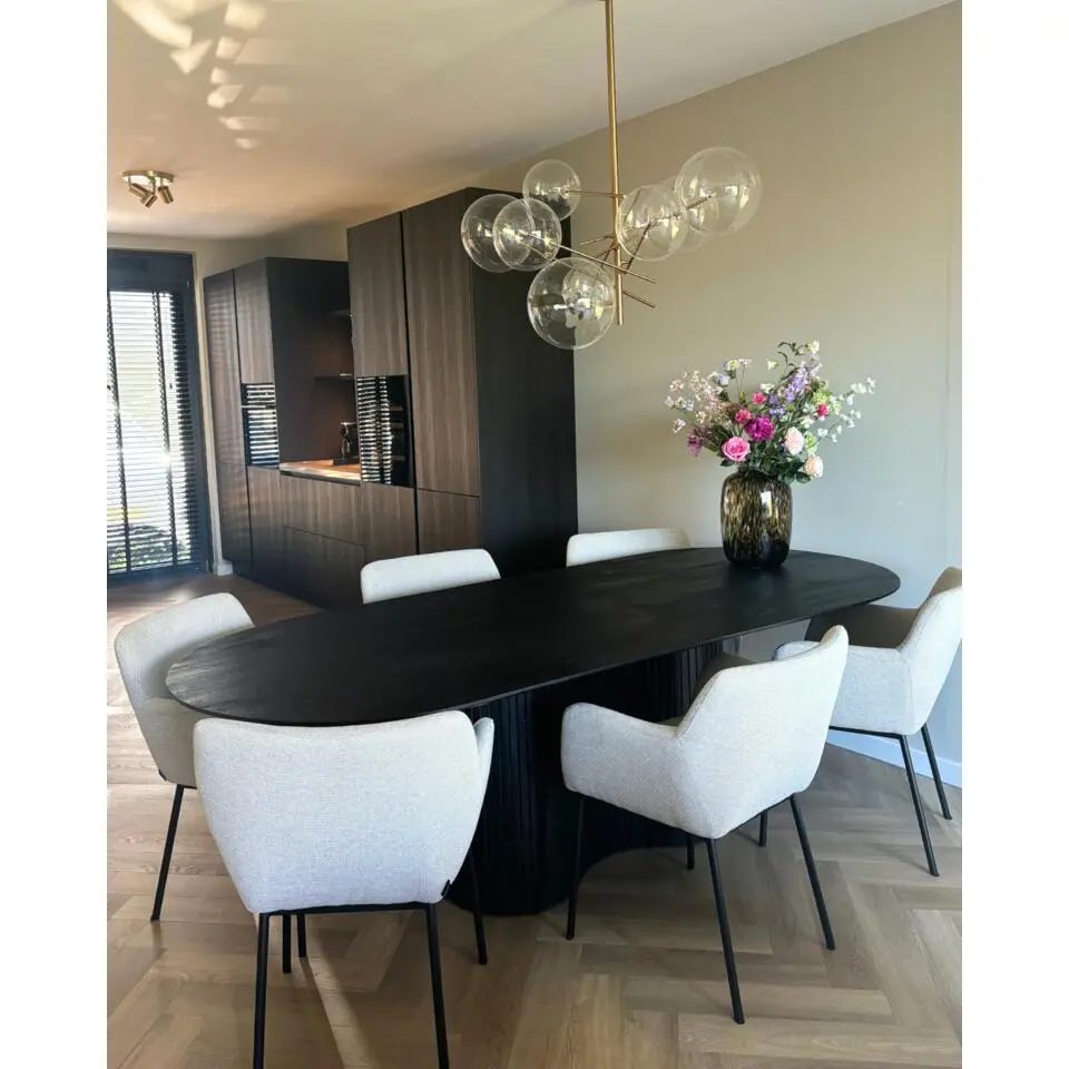 Eettafel Ovaal 240cm - Zwart - Hout - Eettafel Ava