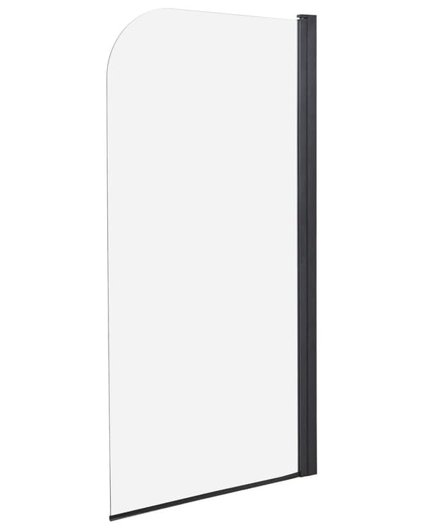 Dusj- og Badevegg Svart Transparent Herdet Glass med Aluminium 140 x 80 cm Justerbar Minimalistisk