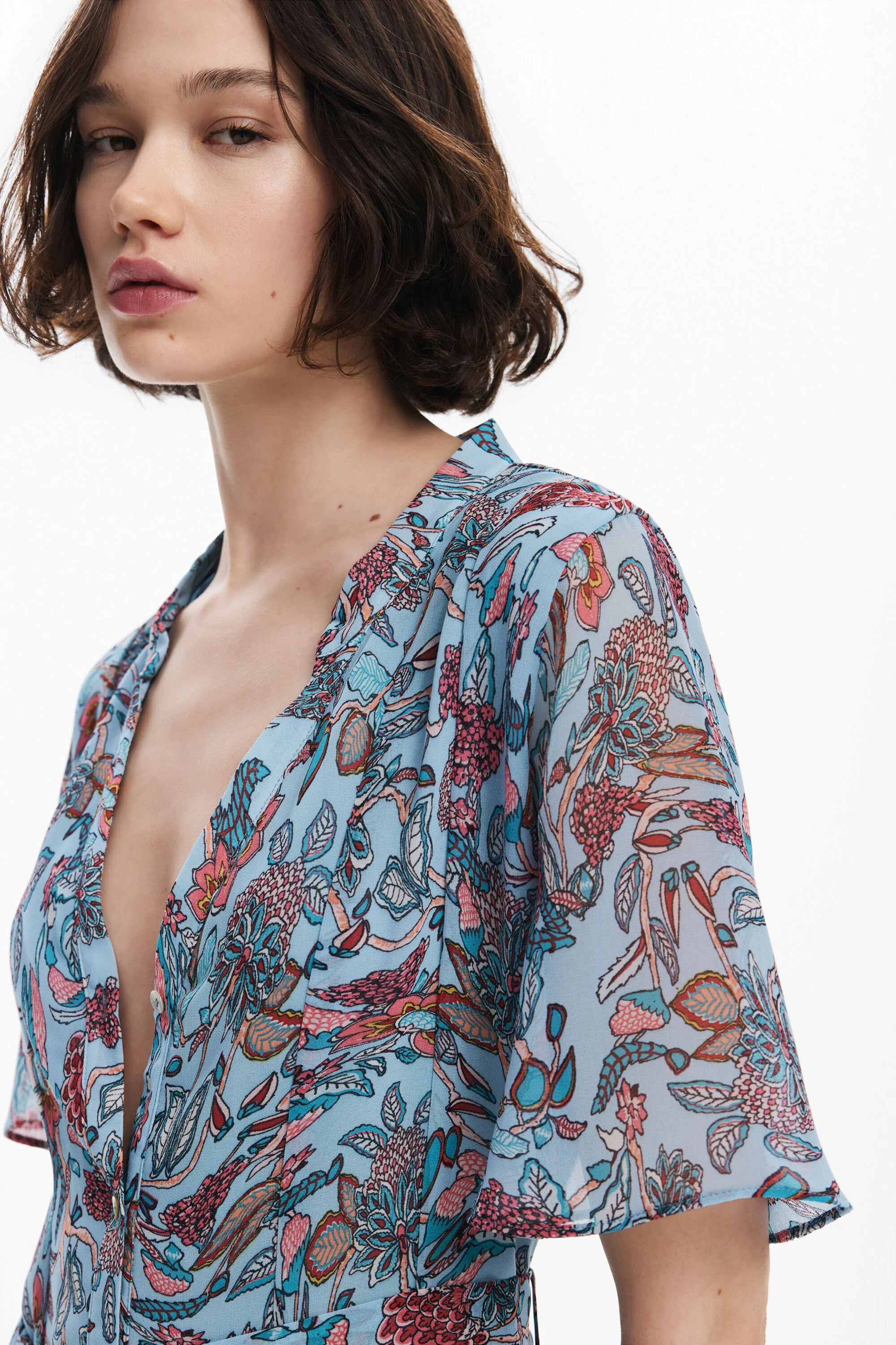 Vestido midi com estampa floral