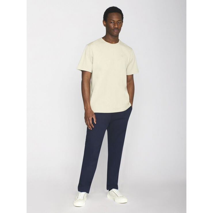Knowledge Cotton Apparel Regular fit Badge t-shirt - GOTS/Vegan Safari melange