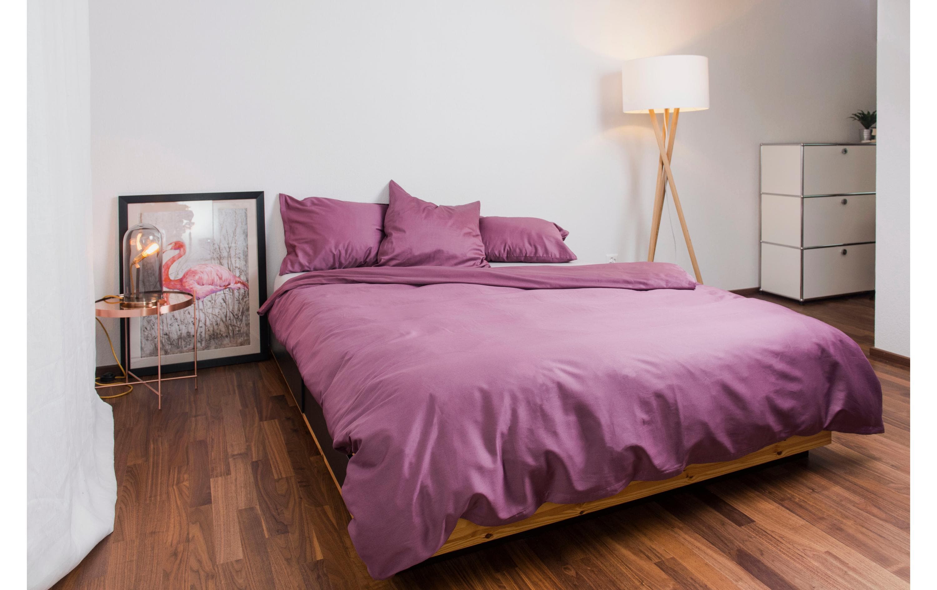 Kopfkissenbezug Oni 50 x 70 cm, MauveBaumwoll-Bettwäsche in Satin-Optik