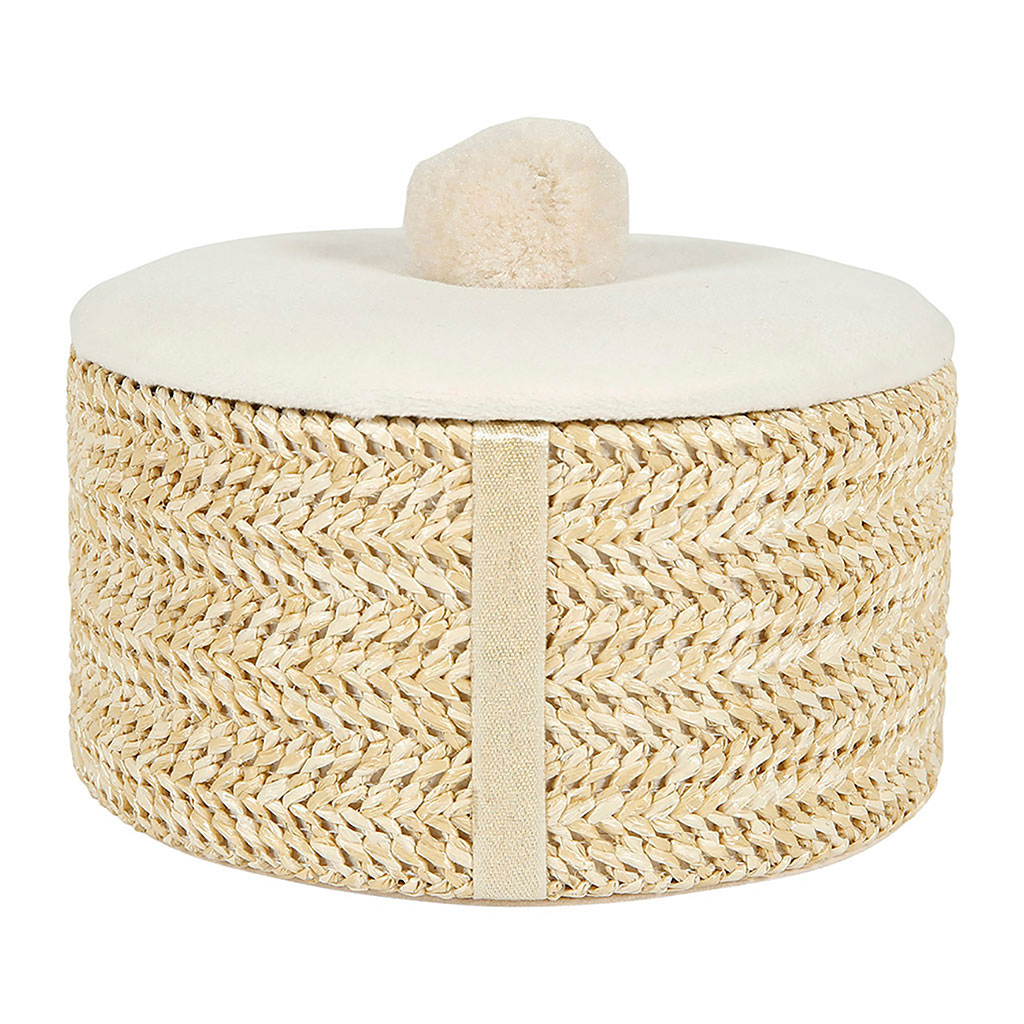 Boîte déco tressée bois beige 13.5x11x13.5cm