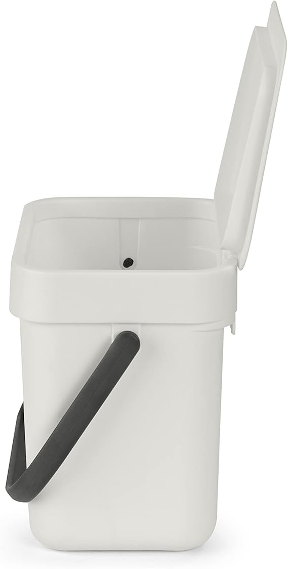 Brabantia afvalbak met deksel dat open blijft staan, 3 liter, hxbxd 17,4 x 18,8 x 13,9 cm, kunststof, lichtgrijs