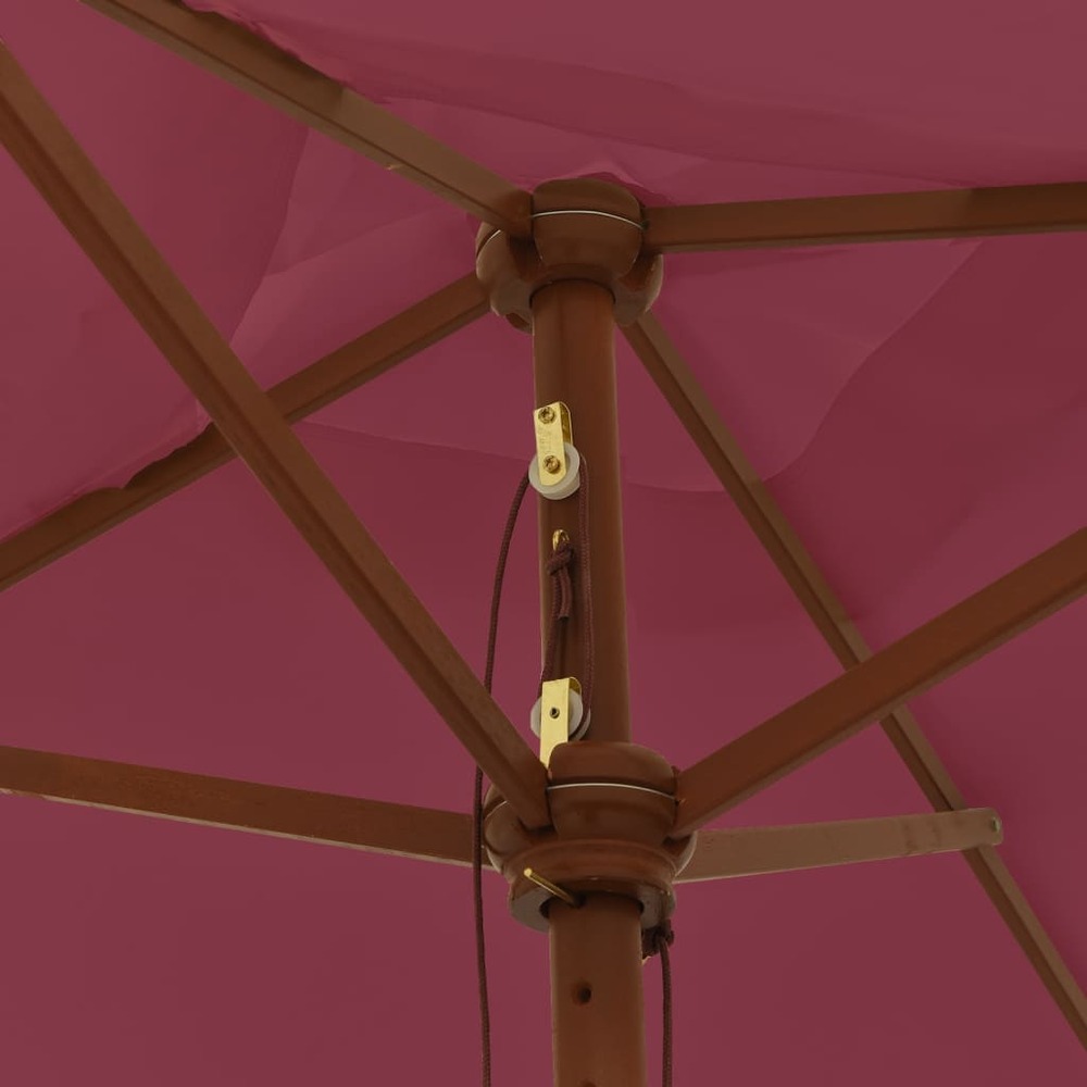 Parasol de jardin avec mât en bois 198 x 198 x 231 cm bordeaux rouge