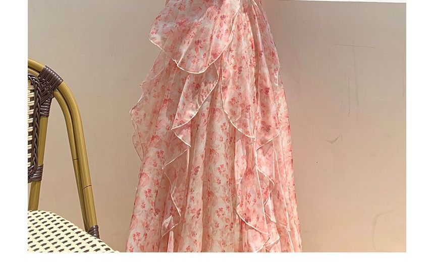 Egsy - Midi-jurk met spaghettibandjes en bloemenprint