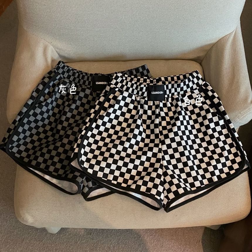 Dovitade - Geruite shorts met hoge taille en bies