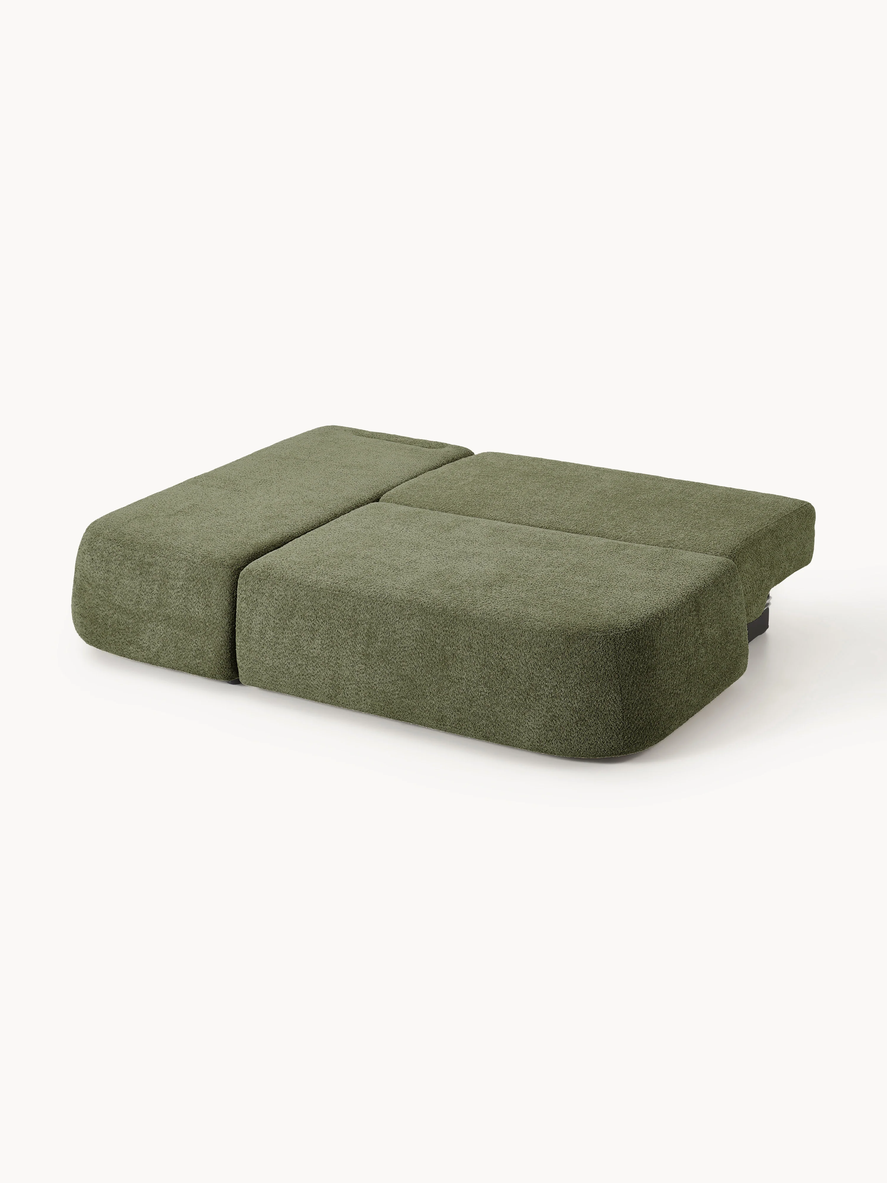 Hoekbankbed Pao van teddy-bouclé met opbergruimte