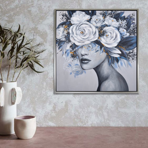 Signes Grimalt - Cuadro Mujer Tocado Flores Azul