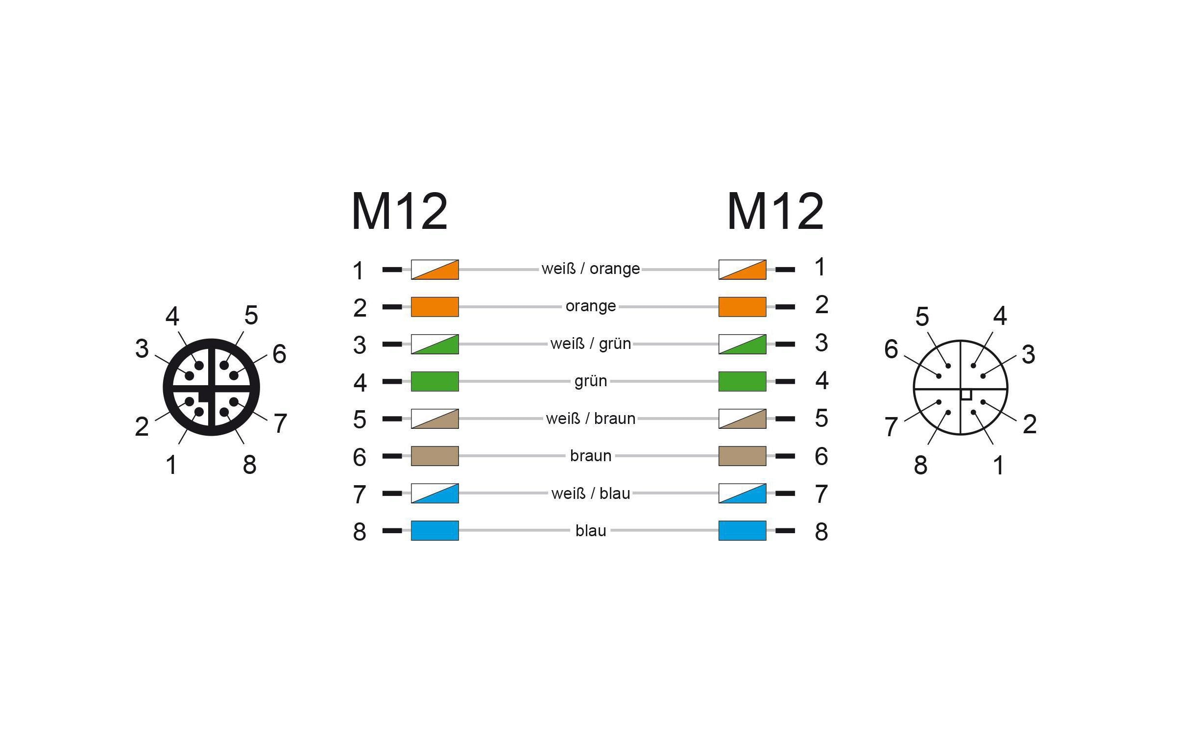 Patchkabel M12-M12 Cat 6A, S/FTP, 1 m, Blau, 8Pin-X-kodiertDelock Netzwerkkabel M12 8 Pin X-kodiert zu RJ45 Hirose Stecker TPU 1 m