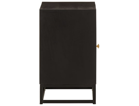 VIDAXL - Table de chevet noir 40x30x50 cm bois massif manguier et fer
