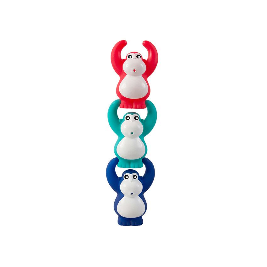 Coffret de Bain avec gobelets, bateaux et singes - Ecru