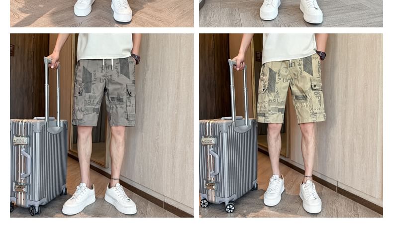 Andrei - Cargoshorts met trekkoord en letters