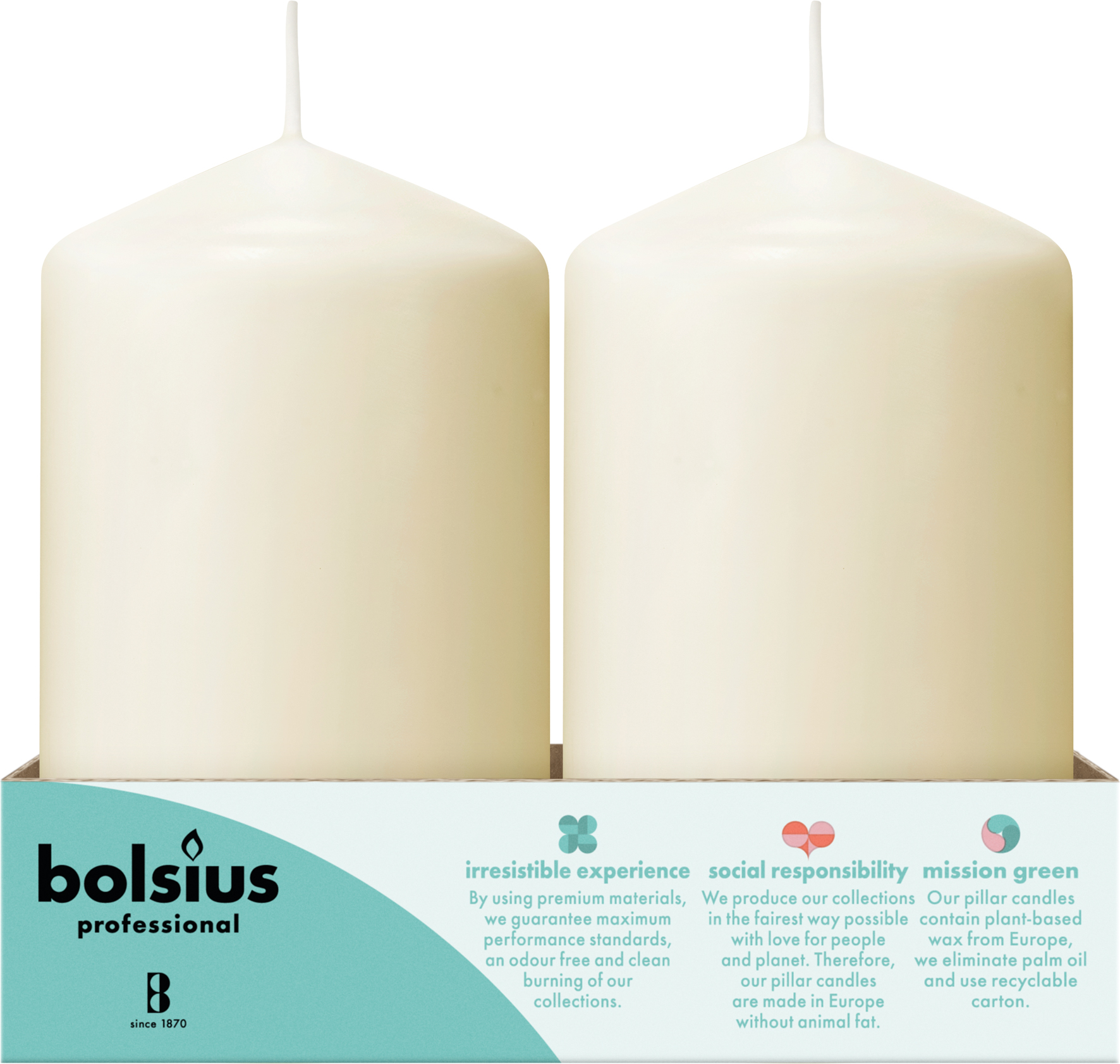 Bolsius Horeca Stompkaarsen 15/8 Ivoor (6 stuks)