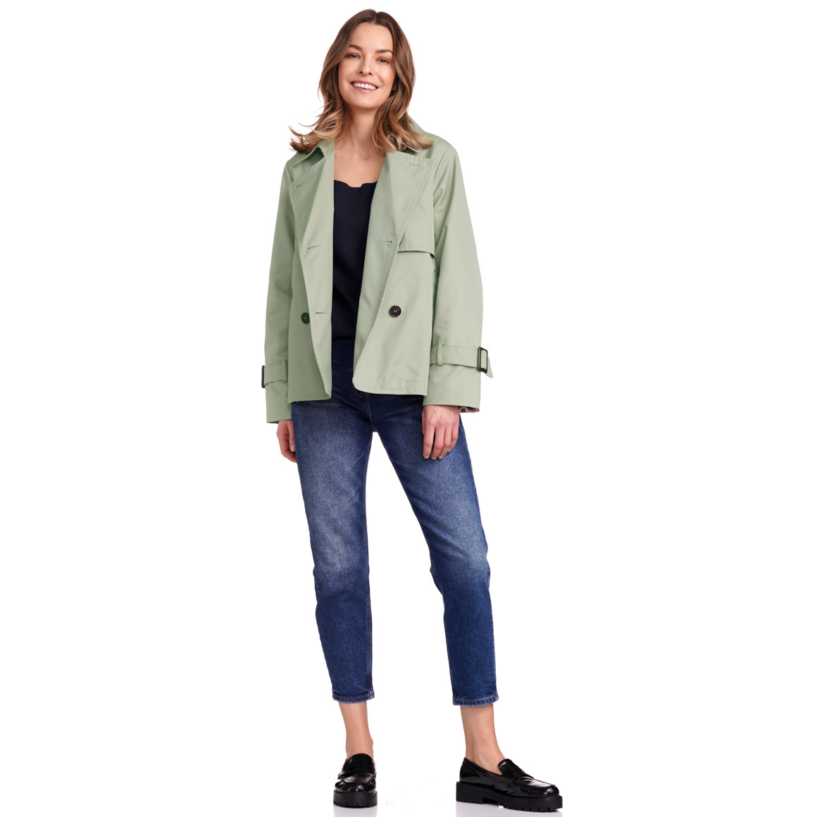 Gina Benotti Damen Trenchcoat mit Einschubtaschen salbei