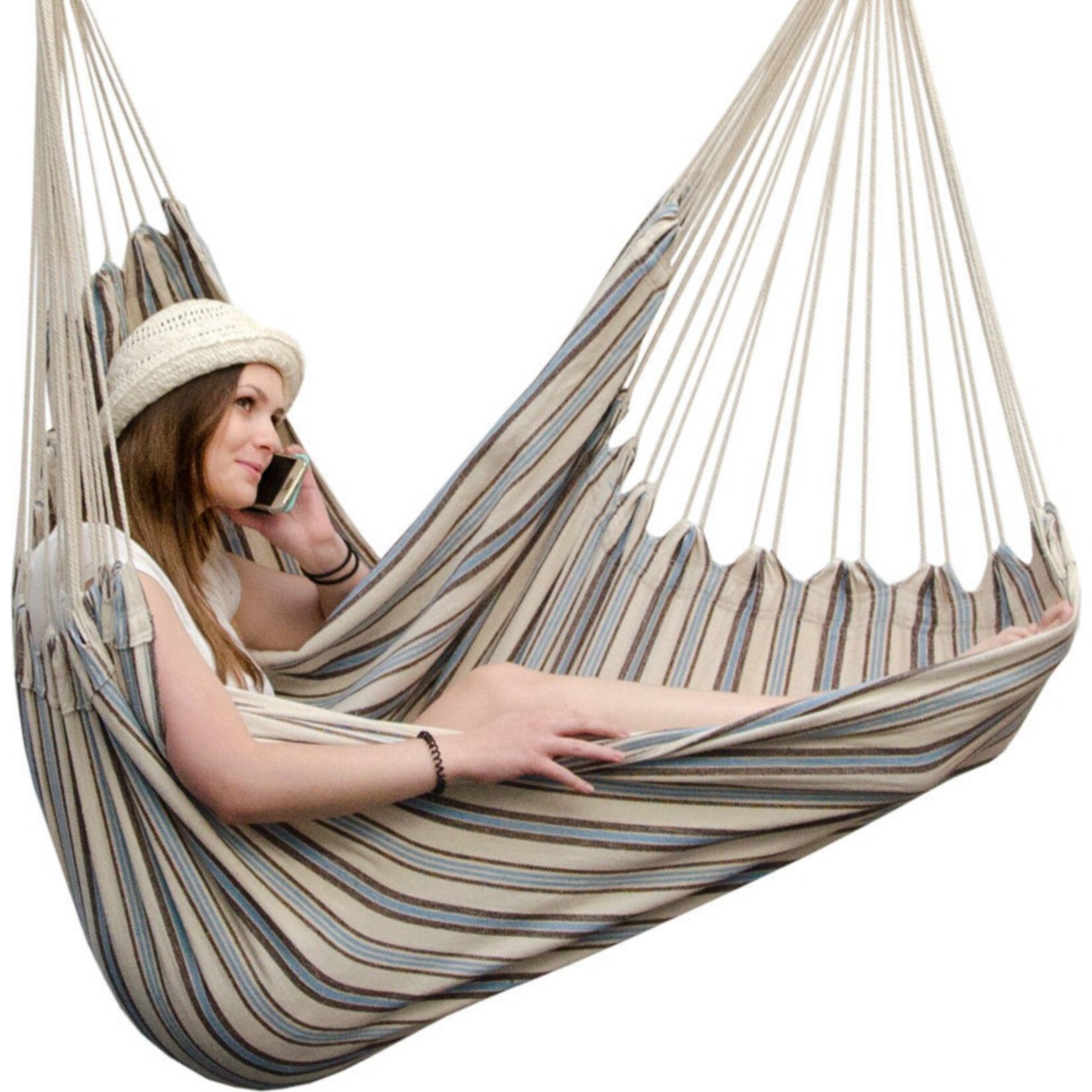 XXL Hängesessel 185x130cm Hängestuhl 2 Personen Hängesitz bis 150kg Baumwolle Hängematte 360° Swifel