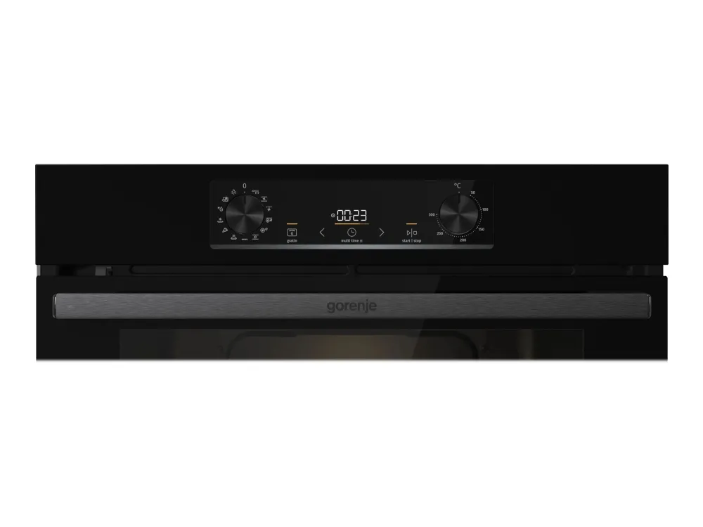 Gorenje Essential BPS6737E07B - Ovn - med dampfunktion - til indbygning - niche - bredde: 56 cm - dybde: 55 cm - højde: 59 cm - med selv-rengøring - Klasse A  - sort