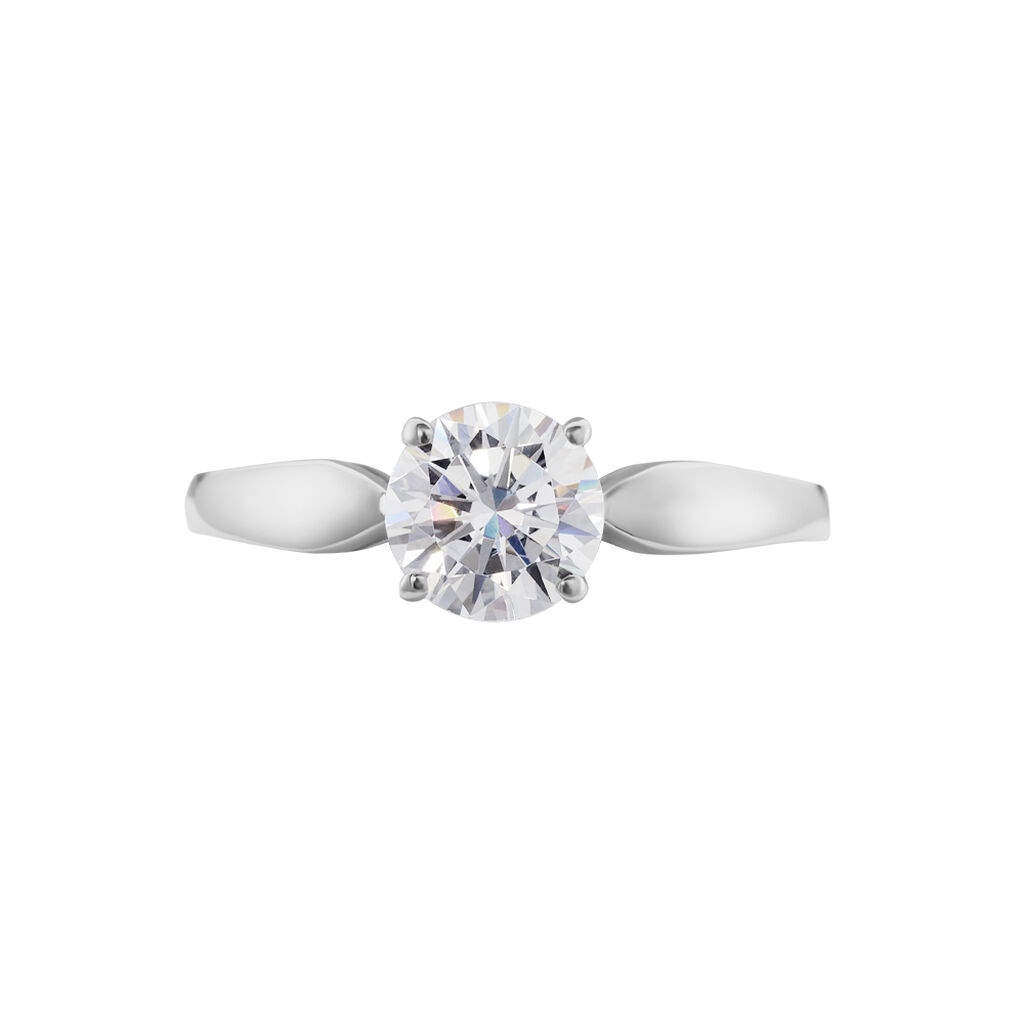 Bague Solitaire Or Blanc Caharus Oxyde De Zirconium