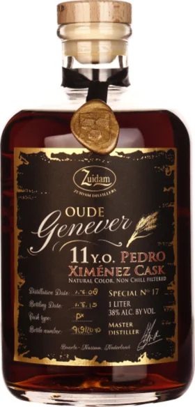 ZUIDAM SPECIAL NO.17 OUDE GENEVER 11 JAAR PX CASK 1LTR