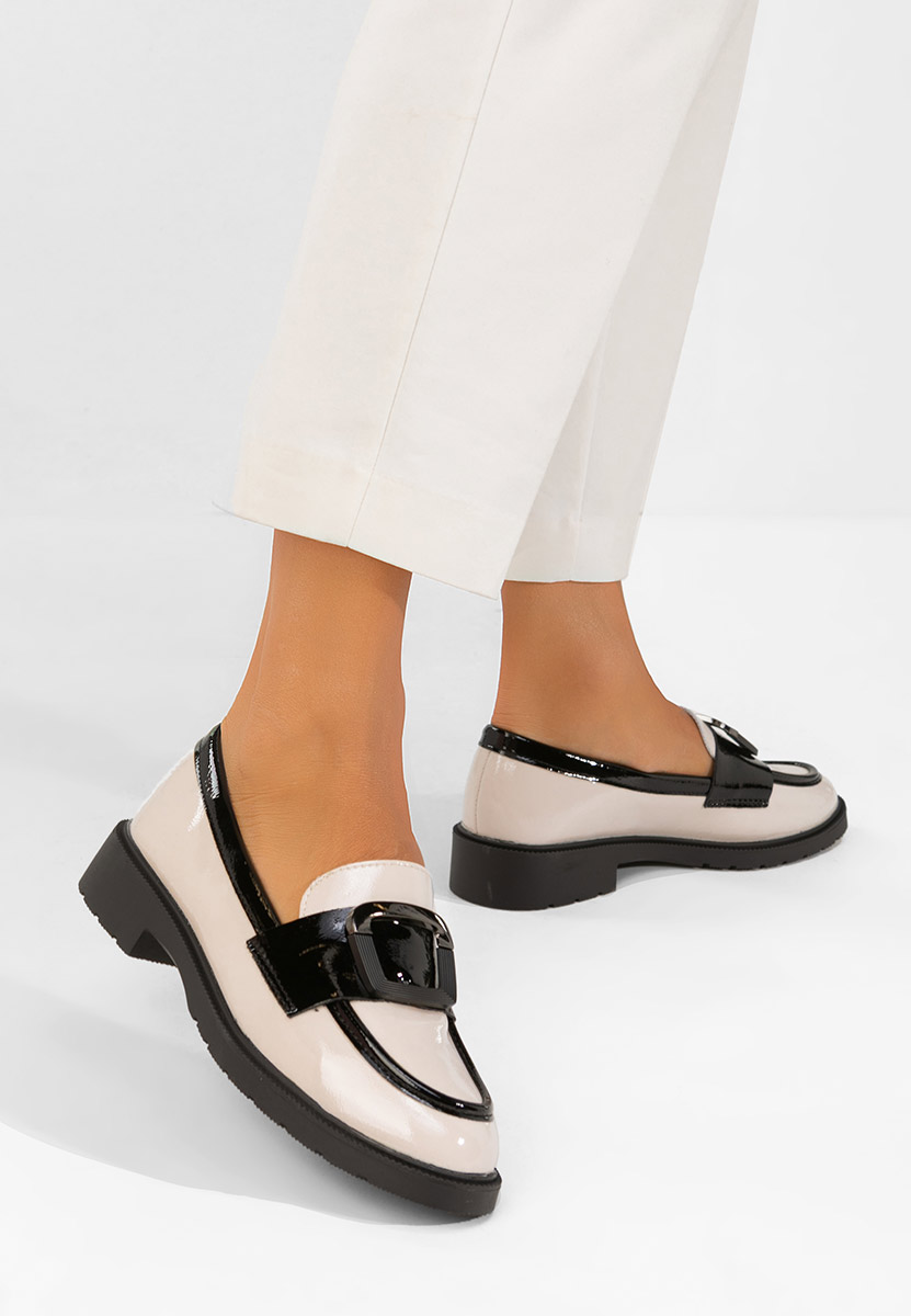 Mocassins femme en cuir beige Astrelia