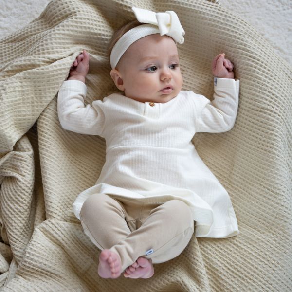 Klein Baby Jurk Rib - Maat 50 - Natural White