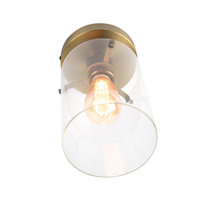 Moderne plafondlamp brons met glas - Dome