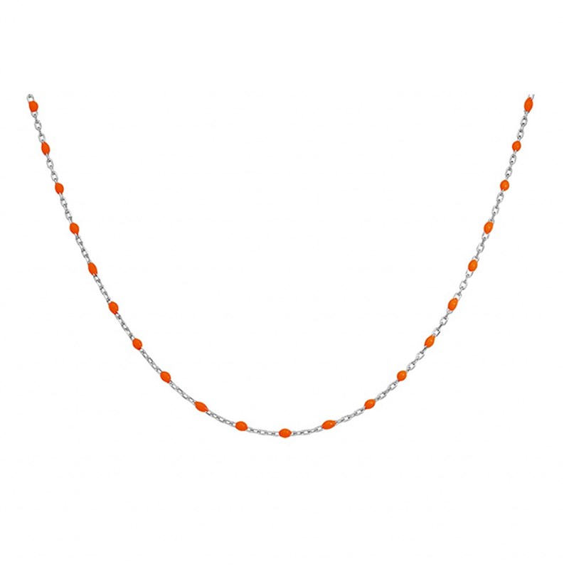 Collier argent - Olives orange fluo