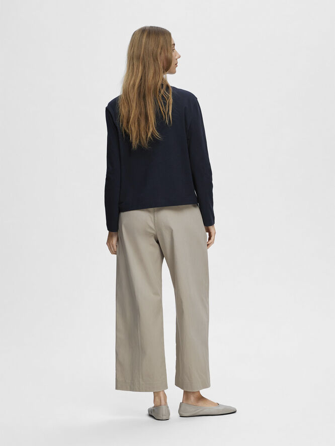 Selected Femme SLFESSENTIAL LS BOXY TEE NOOS Mørkeblå
