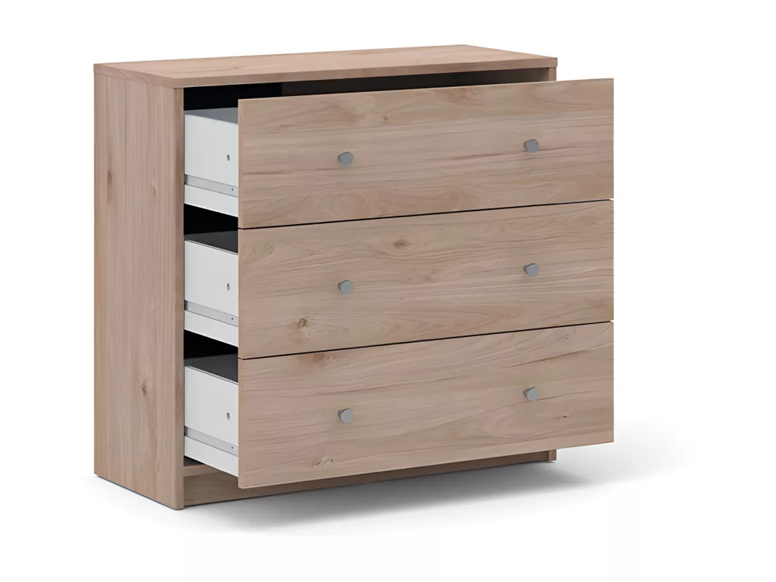 Maria Commode basse avec 3 tiroirs, noyer clair.