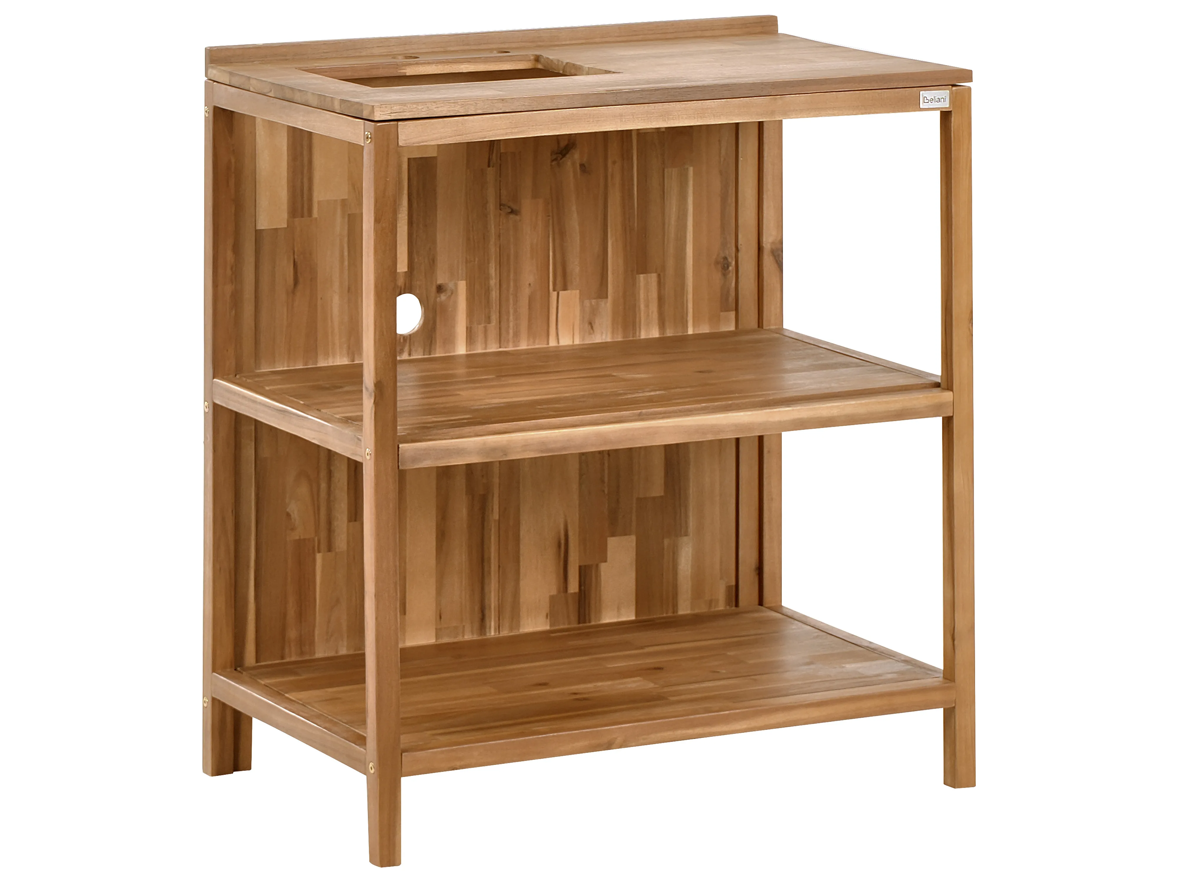 Tuin kookeiland met spoelbak VENOSA Acaciahout Bruin/zilver