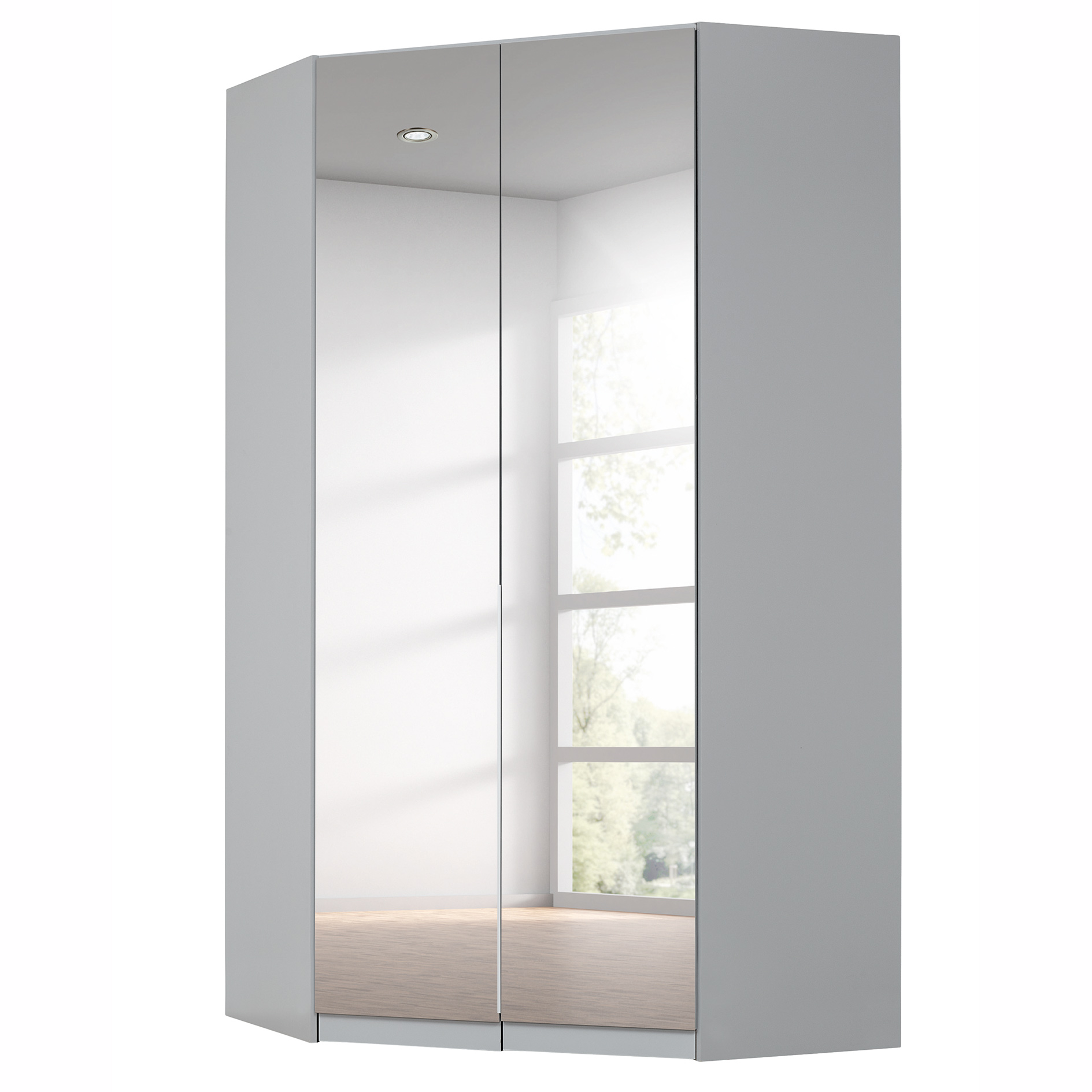 Drehtüren-Eckschrank - seidengrau - 2-türig - 117x229 cm