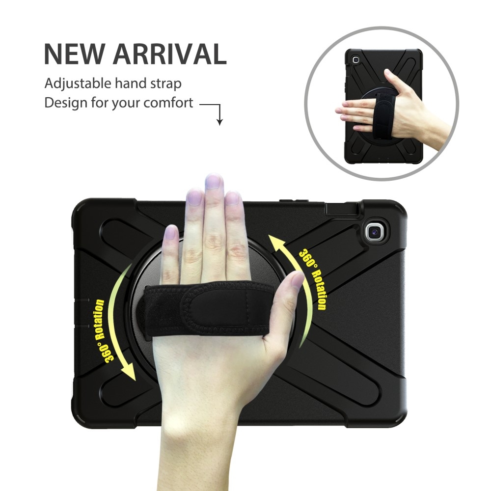 Samsung Galaxy Tab S5e Hybrid Outdoor Silikon Case Hülle mit Aufsteller und Handschlaufe - Schwarz