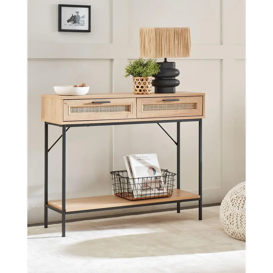 PASCO - Consoletafel - Lichte houtkleur - Rotan