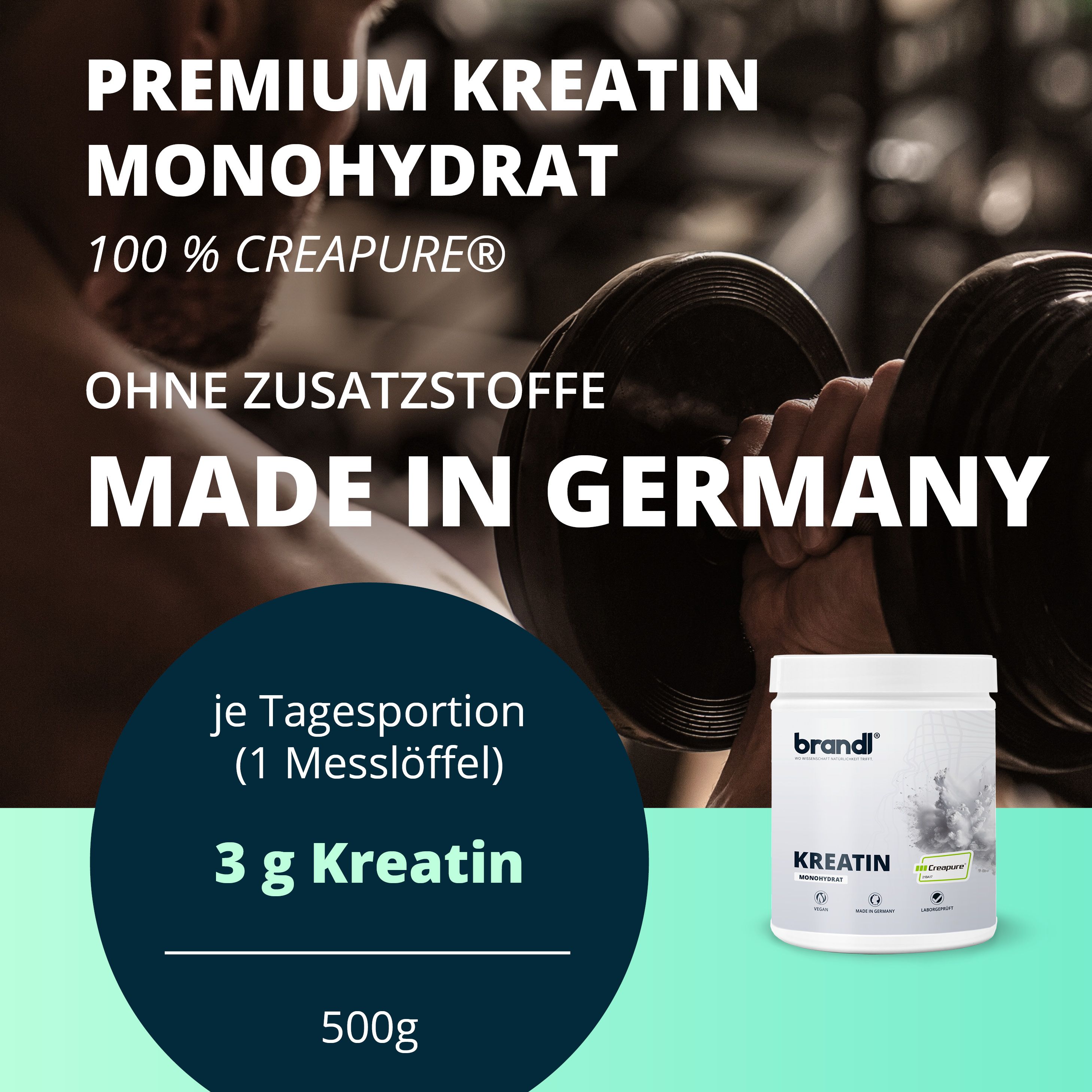 brandl®  Kreatin CREAPURE Creatin Monohydrat Pulver | 100% Made in Germany