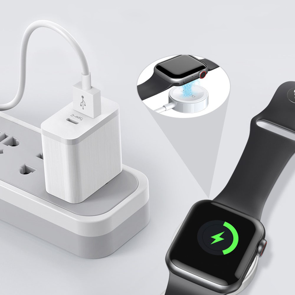 (1m) USB A auf Apple Watch Magnetisches Ladekabel - Weiss