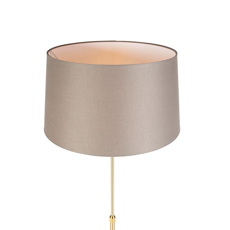 Vloerlamp goud/messing met linnen kap taupe 45 cm - Parte
