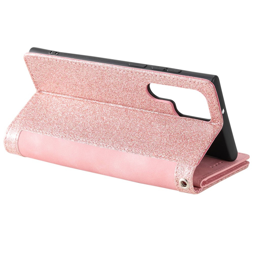 Samsung Galaxy S23 Ultra 5G Leder Tasche Flip Cover mit Reissverschluss - Rosa / Roségold