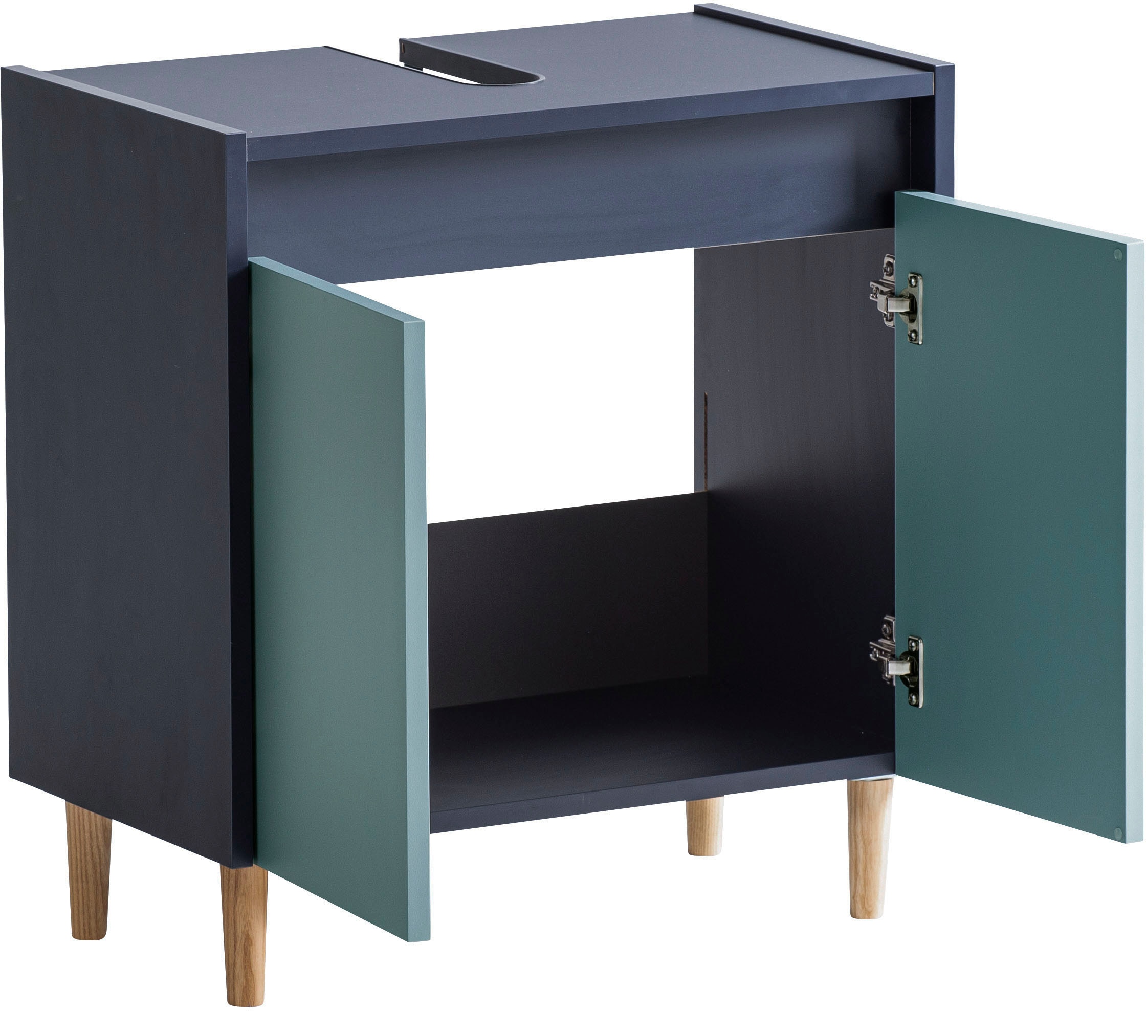 welltime Waschbeckenunterschrank »Lovis, Breite 56 cm« Metallbeschläge, Möbelfüsse aus Massivholz